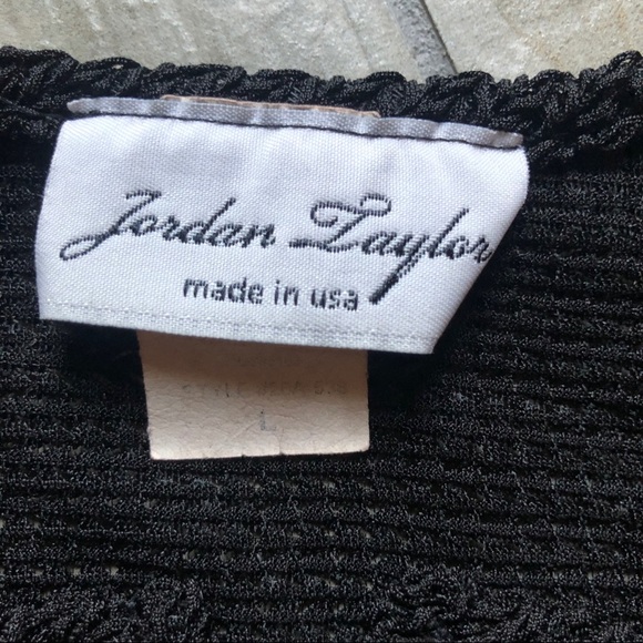 Jordan taylor mesh open knit 3/4 sleeve swimsuit cover up in black. Size M - Picture 8 of 9